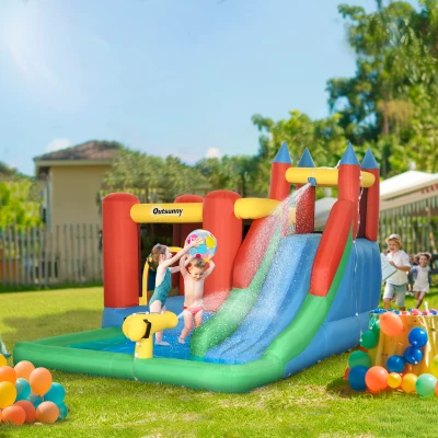 Outsunny Castello gonfiabile 330cm x 245cm x 215cm Blu