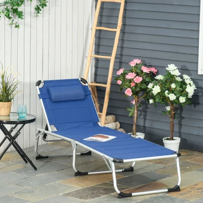 Outsunny lettino 196x66x33cm Blu