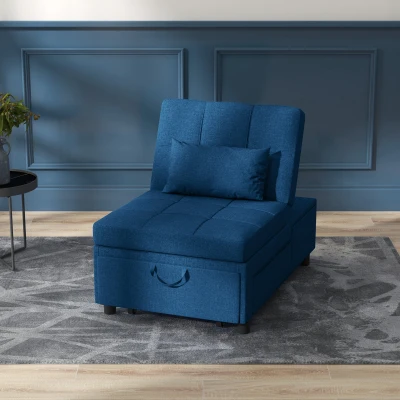 HOMCOM Poltrona convertibile 1 posto 65,5x104x81cm Blu