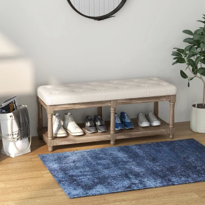 HOMCOM Panca per scarpe 115x40x48cm Crema