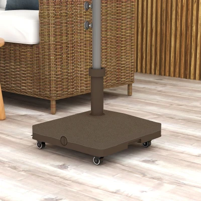 Outsunny Sonnenschirmständer quadratisch mit 4 Rollen 45L x 45B x 39H cm HDPE braun