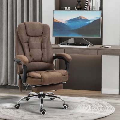 Vinsetto Silla de oficina para dirección con masaje calefacción altura ajustable respaldo reclinable reposapiés + cojín lumbar