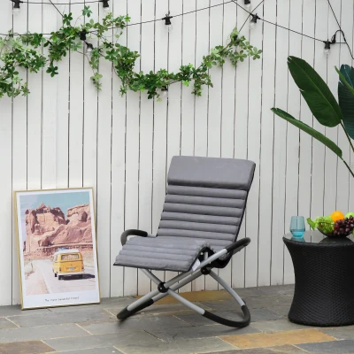 Outsunny Sedia a dondolo 145cm x 74cm x 86cm Grigio Scuro