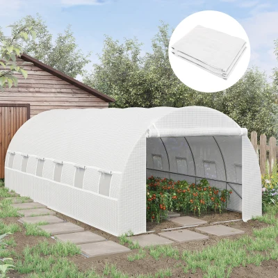 Outsunny Telone per serra 600x300x200cm Bianco