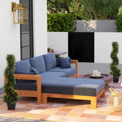 Outsunny Cèdre Artificiel Spirale 90cm avec Pot Décor Int/Ext Vert