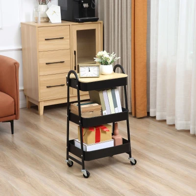 HOMCOM Carrello da cucina 45x31x79.4cm Nero