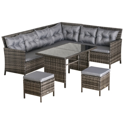 Outsunny Set salotto da giardino in rattan sintetico 110.5x62x82cm Grigio