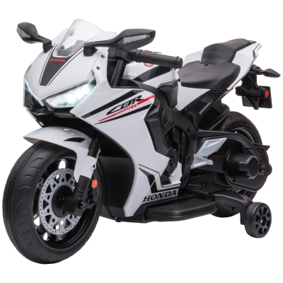 HOMCOM Moto Électrique Enfant 6V Licence HONDA Blanc