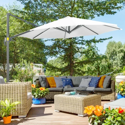 Outsunny Ombrellone 294x294x248cm Bianco