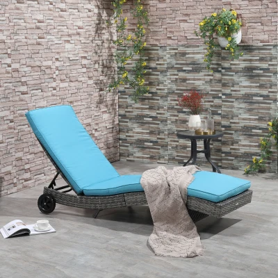 Outsunny Lettino prendisole 207x70x70cm Blu