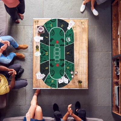 SPORTNOW Pokertischdeck, Pokertischauflage für bis zu 10 Spieler, inkl. Transporttasche, 180 x 90 x 0,5 cm, grün und schwarz