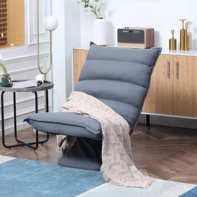 HOMCOM Sillón de suelo perezoso giratorio 360° con respaldo reclinable diseño capitonado 62x70x95 cm Gris