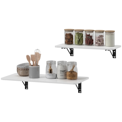 HOMCOM Satz von 2 klappbaren Wandtischen, klappbarer Wandtisch aus Holz, für Küche, Esszimmer, Büro, hochglänzendes Weiß