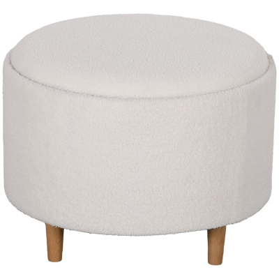 HOMCOM Puffs Taburete acolchonado Felpa de peluche almacenamiento oculto tapa reversible 56x56x42 cm Blanco