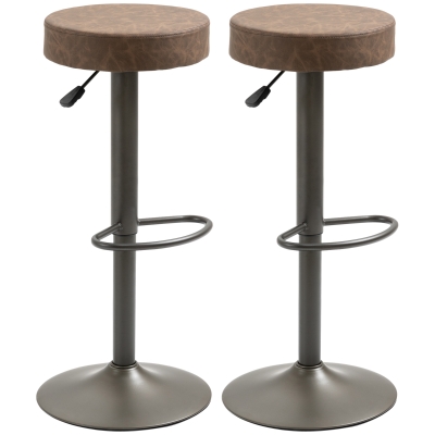 HOMCOM Set 2 Barhocker, drehbar mit Fußstütze und Höhenverstellung, 35x36x64-85cm, Braun