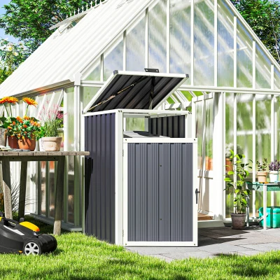 Outsunny Ripostiglio per bidone esterno 73x81x122cm Grigio scuro
