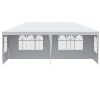 Outsunny Gartenpavillon für Veranstaltungen mit 4 abnehmbaren Seitenwänden mit Fenstern, 5,8x2,9x2,5m, Weiß