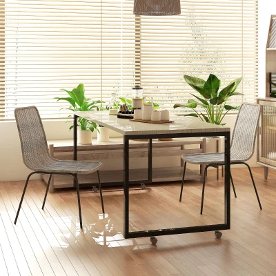HOMCOM Conjunto de 2 sillas de comedor elegantes en resina trenzada imitación ratán estructura de acero