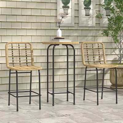Outsunny Salotto da giardino bistrot 60x60x100cm Legno naturale
