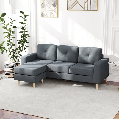 HOMCOM Divano 3 posti 193x136x85cm Grigio scuro