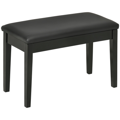 HOMCOM Banco para piano con asiento acolchado patas de madera maciza revestimiento sintético 75x35x49 Negro