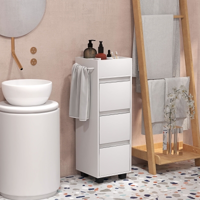 HOMCOM Mobiletto da bagno 35x30x90cm Bianco