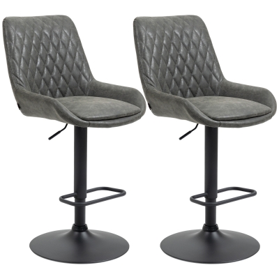 HOMCOM Tabouret Bar Réglable Gris Foncé avec Repose-pieds