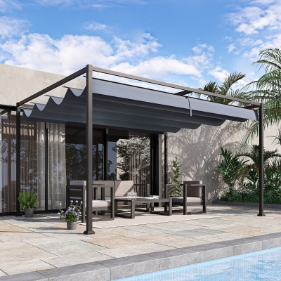Outsunny Pergola 400x300x222cm Grigio scuro