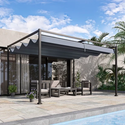 Outsunny Pergola 400x300x222cm Grigio scuro
