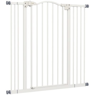 PawHut Puerta para Perros Extensible con 4 Tornillos Ajustables, en Metal y Plástico, 74-100x94 cm, Blanco