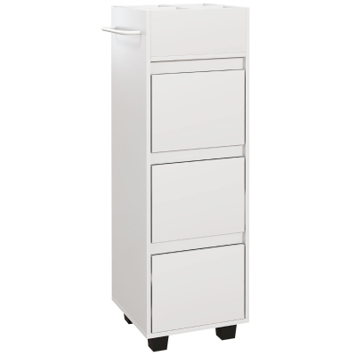 HOMCOM Mueble de Almacenamiento para baño con 4 compartimentos 3 cajones y toallero dimensiones 35x30x90 cm Blanco