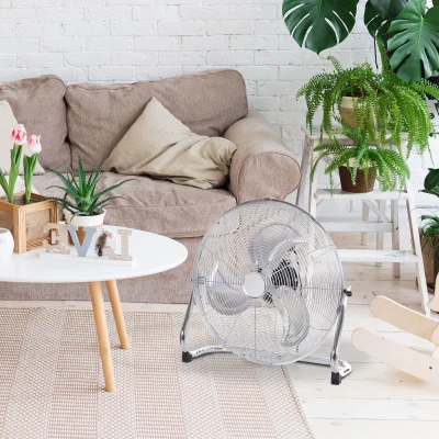 HOMCOM Gran Ventilador de mesa 51 cm silencioso y potente 100 W 3 velocidades cabeza ajustable Grismetálico
