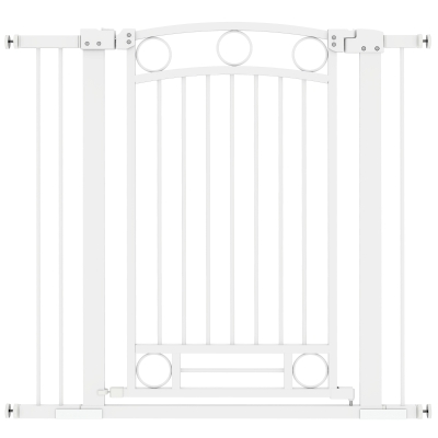 PawHut Barreira de Segurança para Cães com Largura Ajustável 76-104 cm Barreira com 2 Extensões para Escadas e Portas Branco