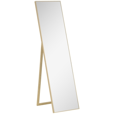 HOMCOM Espejo de Cuerpo Entero con Soporte de pie 40x150 cm Natural