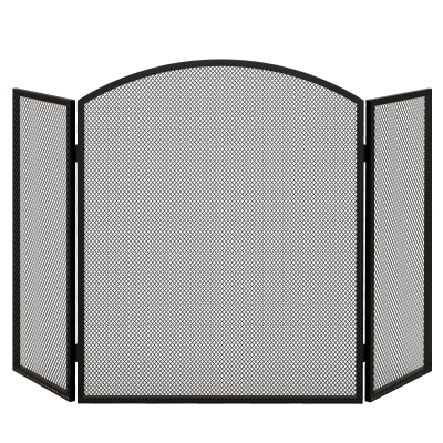 HOMCOM Frente para Lareira de 3 Painéis Protetor para Lareira Dobrável com Estrutura de Aço 96x62 cm Preto