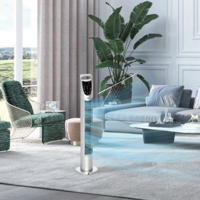 HOMCOM Ventilador de columna 40W con temporizador 3 velocidades 3 modos control remoto panel táctil oscilación silenciosa