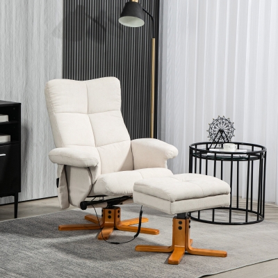 HOMCOM Sedia massaggiante 80cm x 86cm x 99cm Avorio