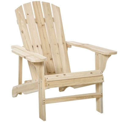 Outsunny Cadeira Adirondack de Madeira Cadeira Adirondack de Jardim com Assento Extra Largo 78x89x88 cm Madeira