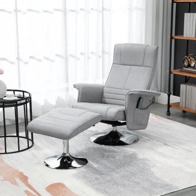 HOMCOM Poltrona Massaggiante con Poggiapiedi 78cm x 90cm x 93cm Grigio chiaro
