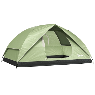 Outsunny Tenda da Campeggio 3 Persone Impermeabile e Borsa Verde