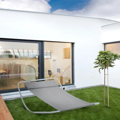 Outsunny Sdraio - Lettino a Dondolo 212x132x66cm Grigio