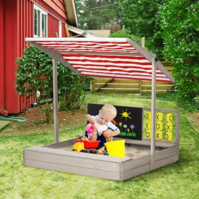 Outsunny Sabbiera per bambini 114x113x110cm Grigio