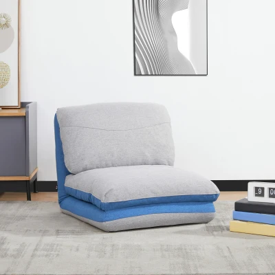 HOMCOM Sillón - Colchón Plegable de Apoyo - Sillón Convertible - Respaldo Ajustable en 5 Posiciones - Tela de Poliéster