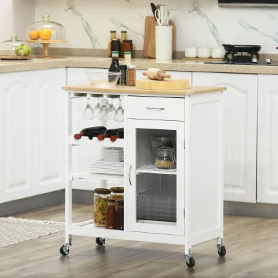 HOMCOM Carrello da cucina 76x48x88cm Bianco