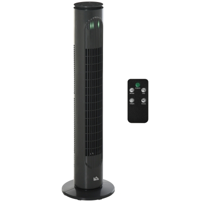 HOMCOM Ventilador de Torre 45W con Control Remoto y Temporizador 3 Modos 3 Velocidades Oscilante de 70° Silencioso 22x77 cm Gris