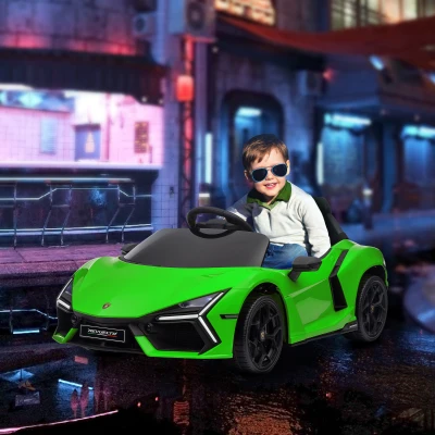 AIYAPLAY Coche Eléctrico para Niños con Luces LED, Claxon y Control Remoto, en Plástico y Acero, 105x60x40 cm, Verde