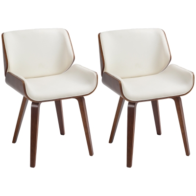 HOMCOM Conjunto de 2 sillas de comedor de estilo vintage asiento de revestimiento sintético 51,5x53x79,5 cm Blanco Marrón
