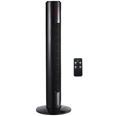HOMCOM Ventilador de Columna con Función Oscilante 45 W Silencioso con Control Remoto Temporizador Pantalla LCD 3 Modos 3 Velocidades