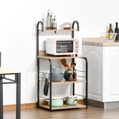 HOMCOM Mobile da cucina 60x40x125cm Legno naturale