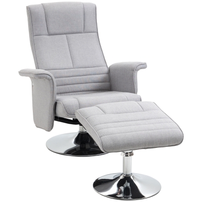 HOMCOM Poltrona Massaggiante con Poggiapiedi 78cm x 90cm x 93cm Grigio chiaro